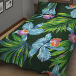 Tropical Orchid Flower Pattern Print Quilt Bed Set