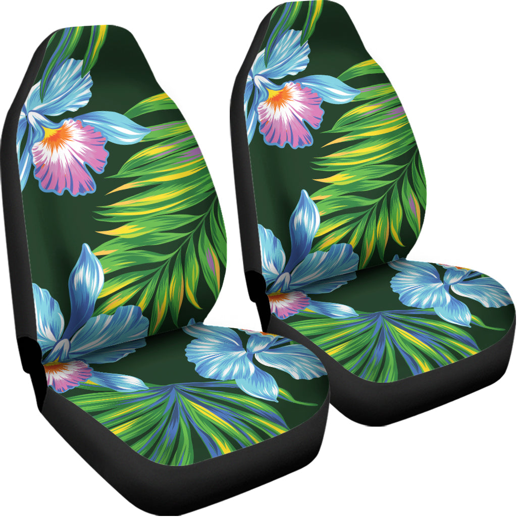 Tropical Orchid Flower Pattern Print Universal Fit Car Seat Covers