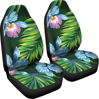 Tropical Orchid Flower Pattern Print Universal Fit Car Seat Covers