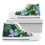 Tropical Orchid Flower Pattern Print White High Top Shoes