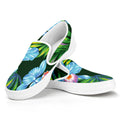 Tropical Orchid Flower Pattern Print White Slip On Sneakers