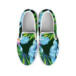 Tropical Orchid Flower Pattern Print White Slip On Shoes