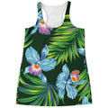Tropical Orchid Flower Pattern Print Women's Racerback Tank Top