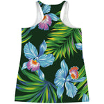 Tropical Orchid Flower Pattern Print Women's Racerback Tank Top
