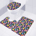 Tropical Palm And Hawaiian Fruits Print 3 Piece Bath Mat Set