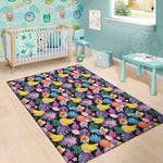 Tropical Palm And Hawaiian Fruits Print Area Rug
