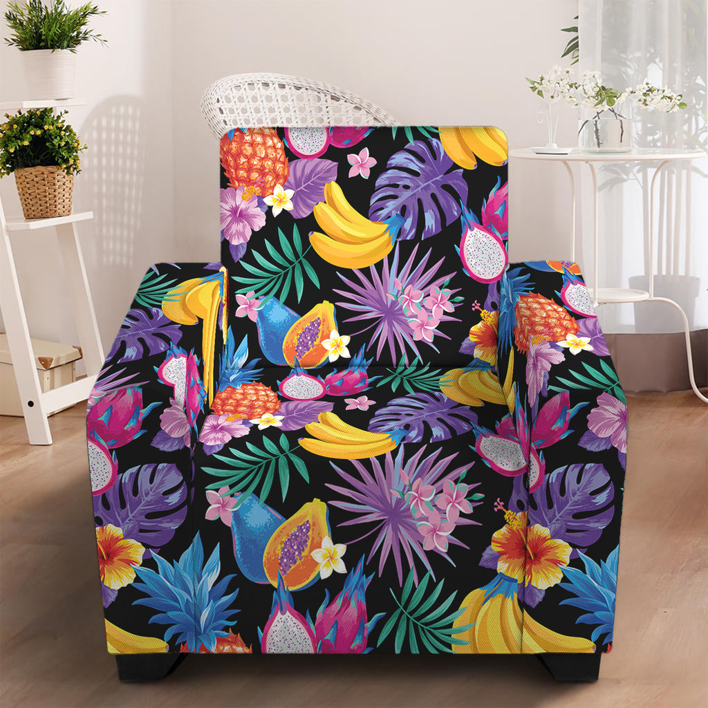 Tropical Palm And Hawaiian Fruits Print Armchair Slipcover