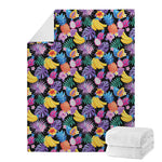 Tropical Palm And Hawaiian Fruits Print Blanket
