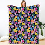 Tropical Palm And Hawaiian Fruits Print Blanket