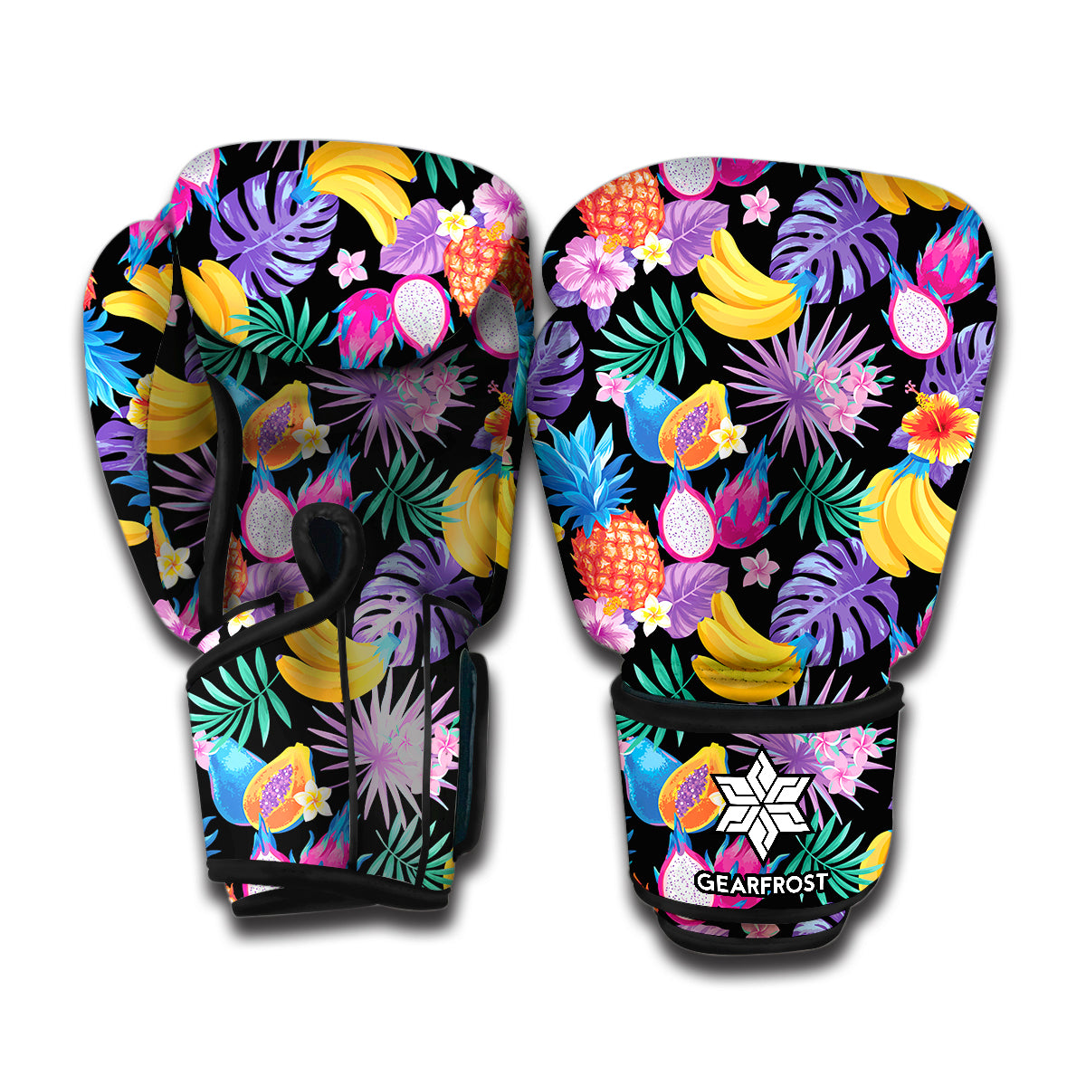 Tropical Palm And Hawaiian Fruits Print Boxing Gloves