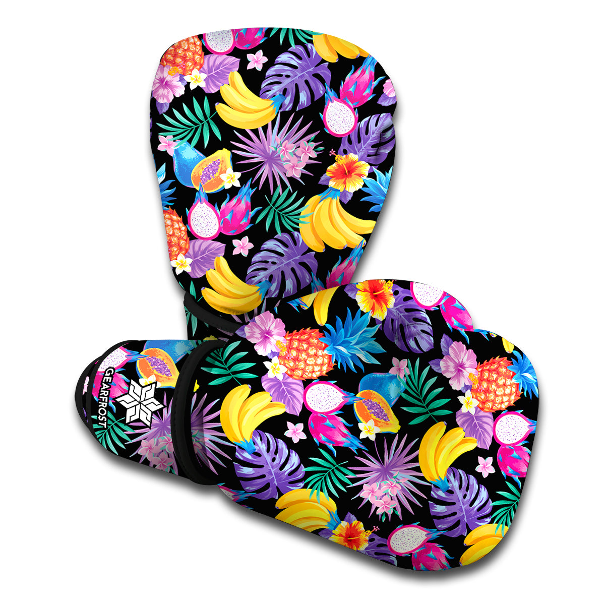 Tropical Palm And Hawaiian Fruits Print Boxing Gloves