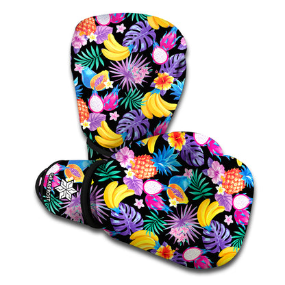 Tropical Palm And Hawaiian Fruits Print Boxing Gloves