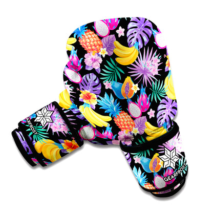 Tropical Palm And Hawaiian Fruits Print Boxing Gloves