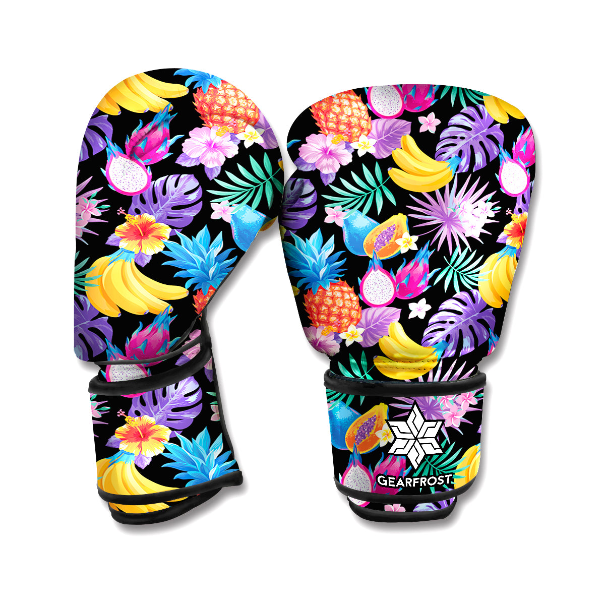 Tropical Palm And Hawaiian Fruits Print Boxing Gloves