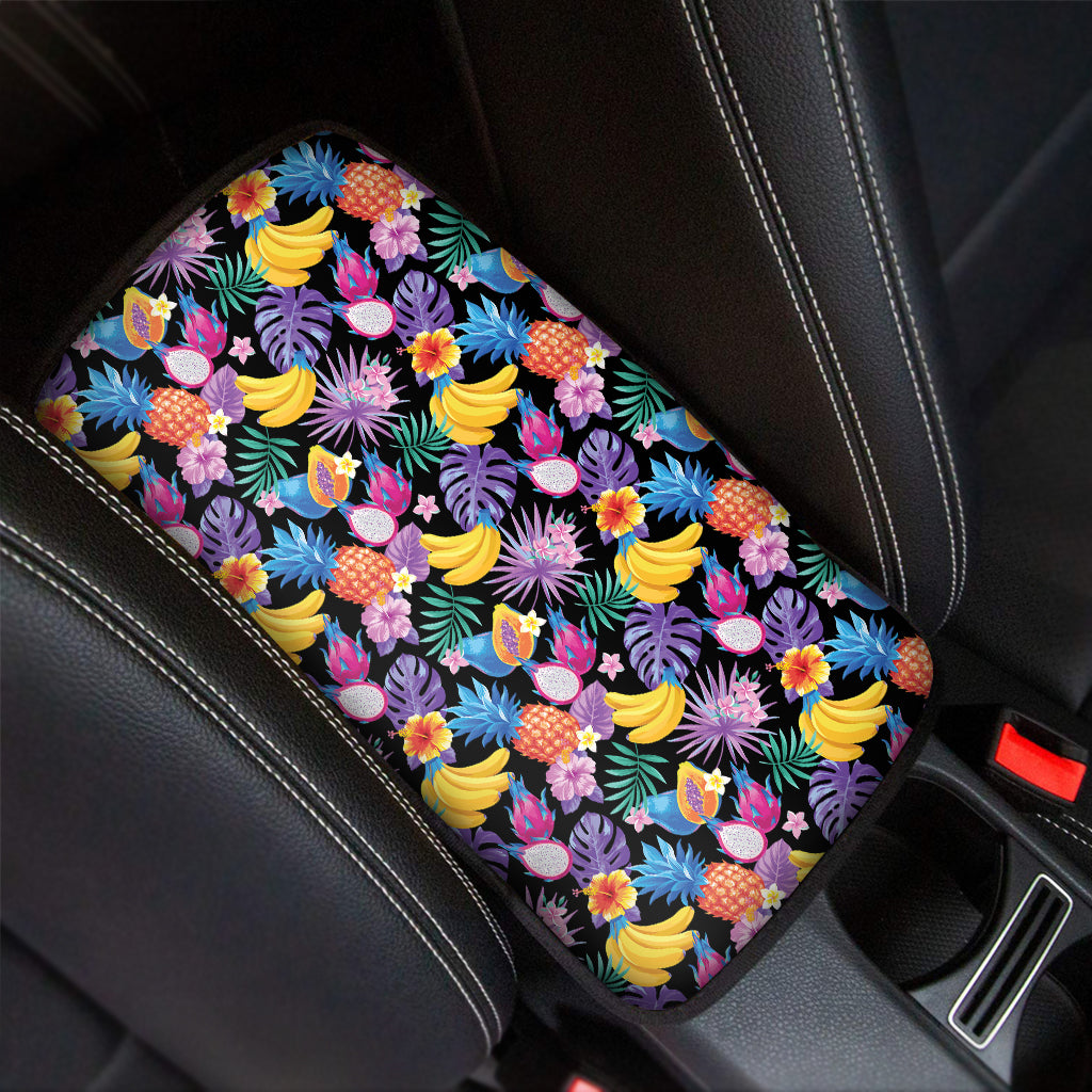 Tropical Palm And Hawaiian Fruits Print Car Center Console Cover