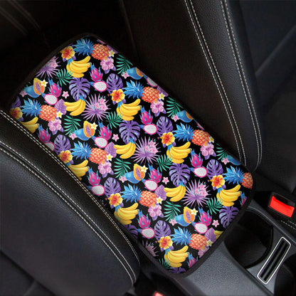 Tropical Palm And Hawaiian Fruits Print Car Center Console Cover