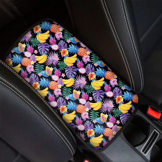 Tropical Palm And Hawaiian Fruits Print Car Center Console Cover