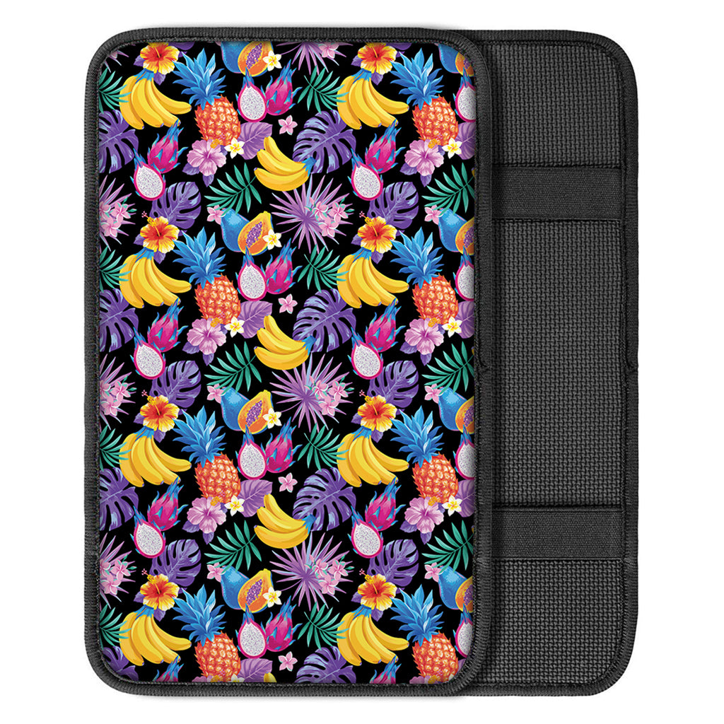 Tropical Palm And Hawaiian Fruits Print Car Center Console Cover