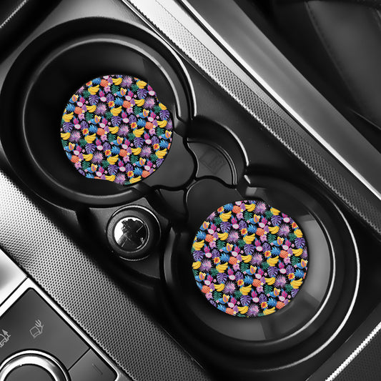Tropical Palm And Hawaiian Fruits Print Car Coasters