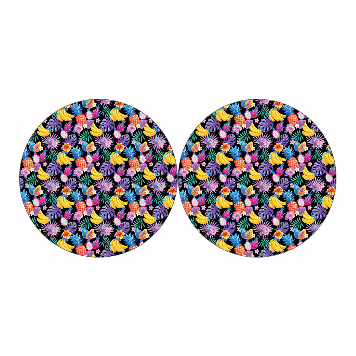 Tropical Palm And Hawaiian Fruits Print Car Coasters