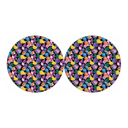 Tropical Palm And Hawaiian Fruits Print Car Coasters