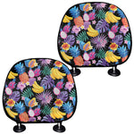 Tropical Palm And Hawaiian Fruits Print Car Headrest Covers