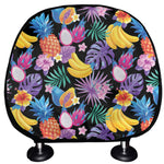 Tropical Palm And Hawaiian Fruits Print Car Headrest Covers