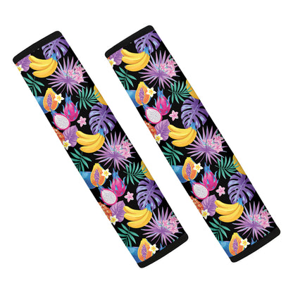 Tropical Palm And Hawaiian Fruits Print Car Seat Belt Covers
