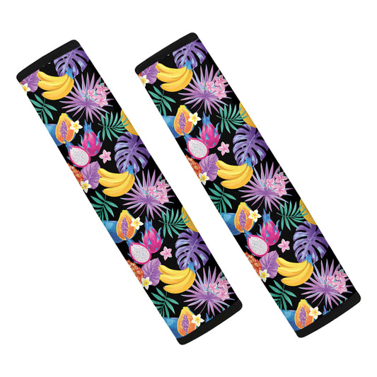 Tropical Palm And Hawaiian Fruits Print Car Seat Belt Covers