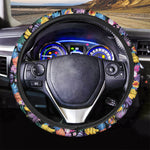 Tropical Palm And Hawaiian Fruits Print Car Steering Wheel Cover