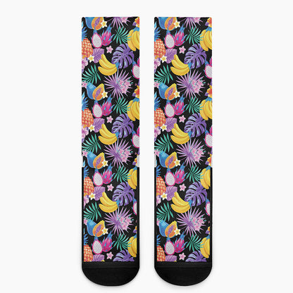 Tropical Palm And Hawaiian Fruits Print Crew Socks
