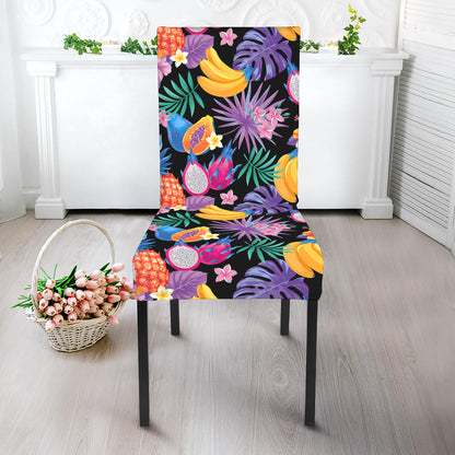 Tropical Palm And Hawaiian Fruits Print Dining Chair Slipcover