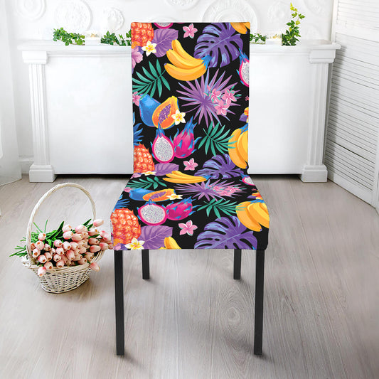 Tropical Palm And Hawaiian Fruits Print Dining Chair Slipcover
