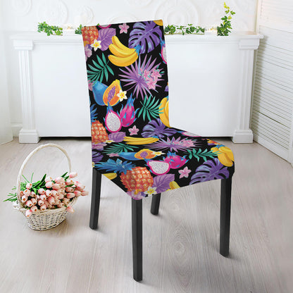 Tropical Palm And Hawaiian Fruits Print Dining Chair Slipcover