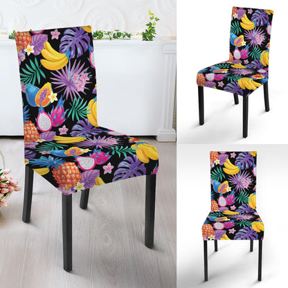 Tropical Palm And Hawaiian Fruits Print Dining Chair Slipcover