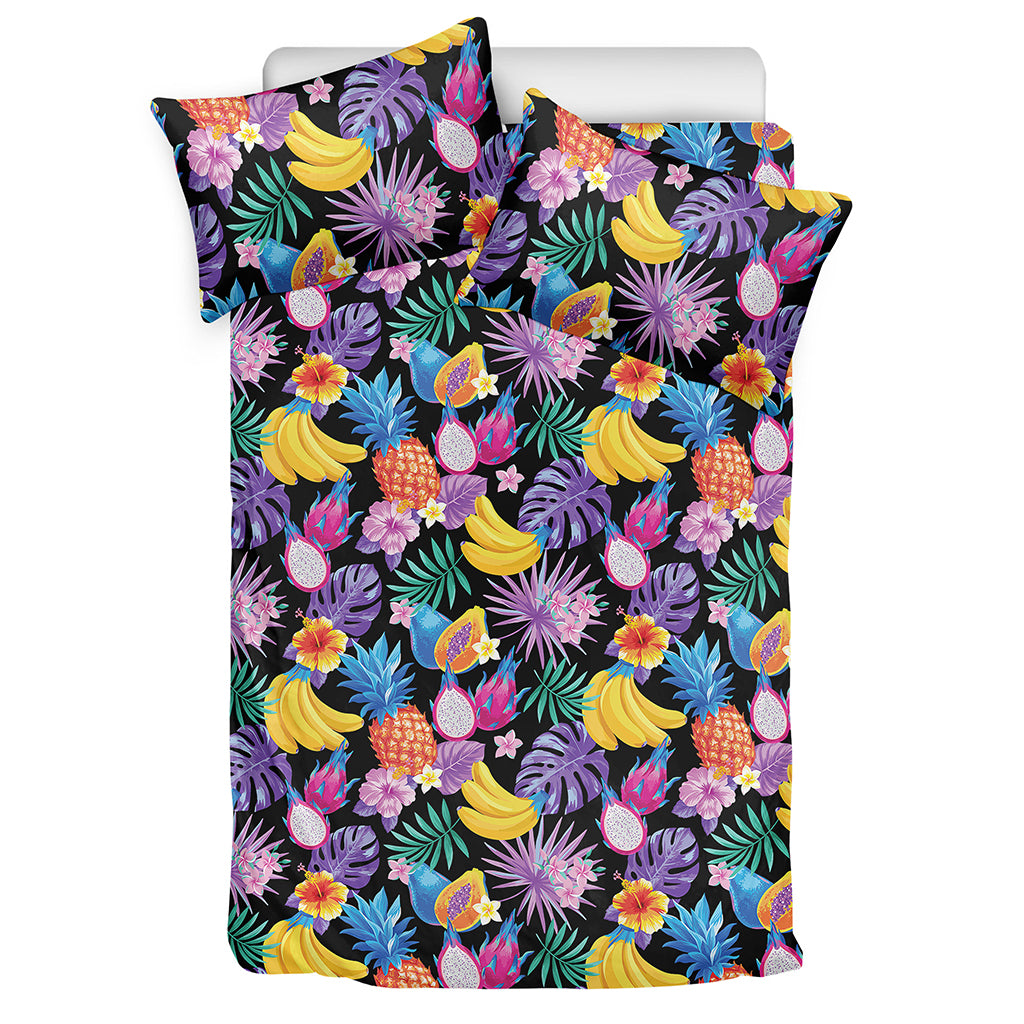 Tropical Palm And Hawaiian Fruits Print Duvet Cover Bedding Set