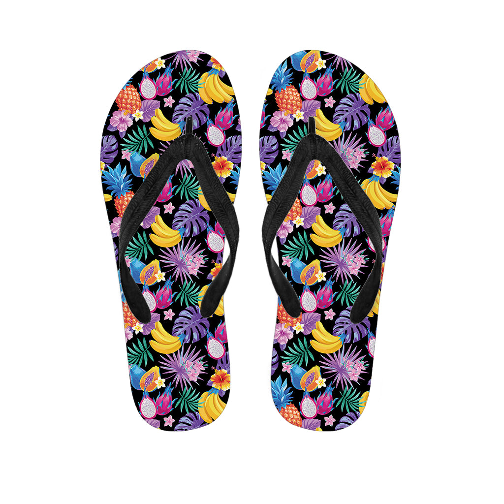 Tropical Palm And Hawaiian Fruits Print Flip Flops