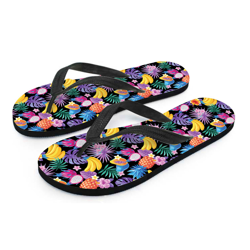 Tropical Palm And Hawaiian Fruits Print Flip Flops
