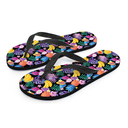 Tropical Palm And Hawaiian Fruits Print Flip Flops