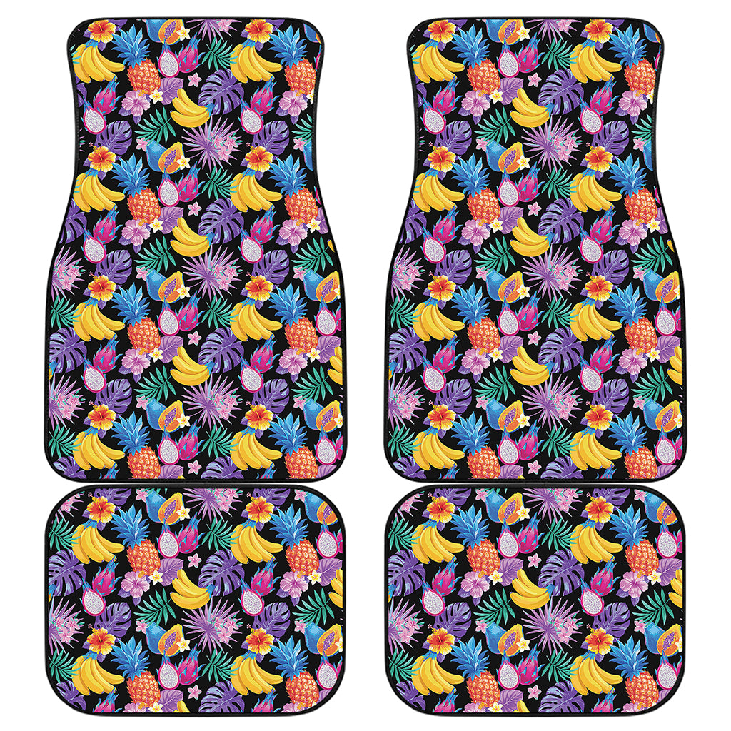 Tropical Palm And Hawaiian Fruits Print Front and Back Car Floor Mats