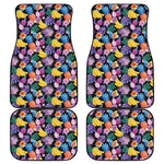 Tropical Palm And Hawaiian Fruits Print Front and Back Car Floor Mats
