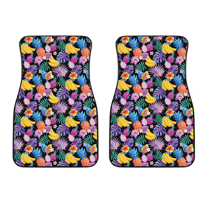 Tropical Palm And Hawaiian Fruits Print Front Car Floor Mats