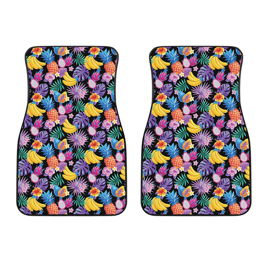 Tropical Palm And Hawaiian Fruits Print Front Car Floor Mats