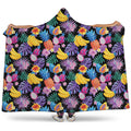 Tropical Palm And Hawaiian Fruits Print Hooded Blanket