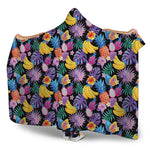 Tropical Palm And Hawaiian Fruits Print Hooded Blanket