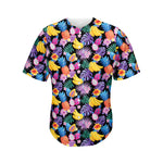 Tropical Palm And Hawaiian Fruits Print Men's Baseball Jersey