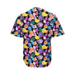 Tropical Palm And Hawaiian Fruits Print Men's Baseball Jersey