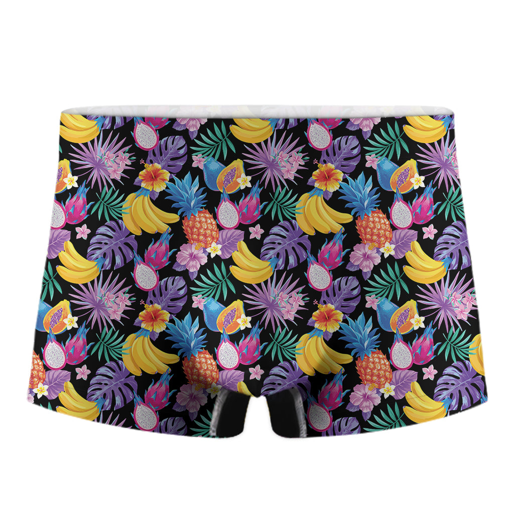 Tropical Palm And Hawaiian Fruits Print Men's Boxer Briefs