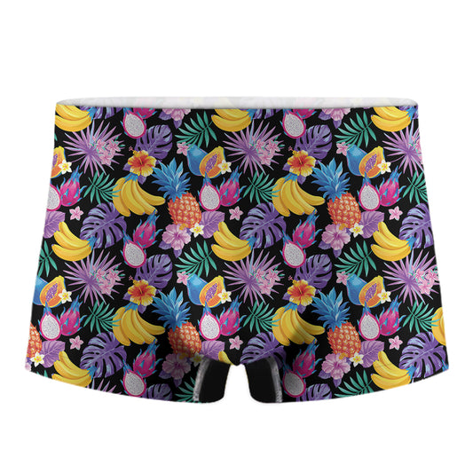 Tropical Palm And Hawaiian Fruits Print Men's Boxer Briefs