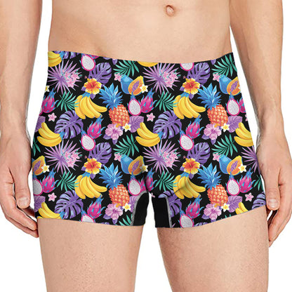 Tropical Palm And Hawaiian Fruits Print Men's Boxer Briefs